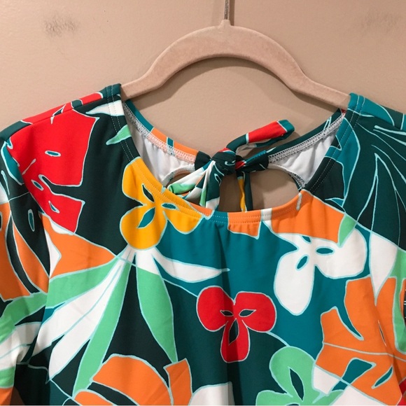 Vince Camuto Swimsuit One Piece Open Back Sz 10 Tropical Print Long Sleeve NWT - Picture 7 of 8